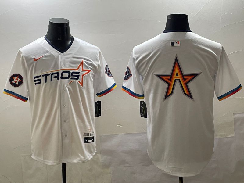 Men Houston Astros Blank White Fourth generation Joint Name 2025 Nike MLB Jersey style 6->houston astros->MLB Jersey